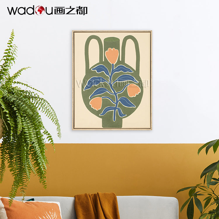 Vase Flower art - Linen Canvas Printed with High Foam