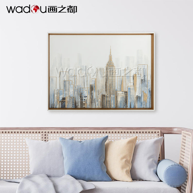 City Framed Art -2mm Foil on Glass and Papper Printing & PE Frame