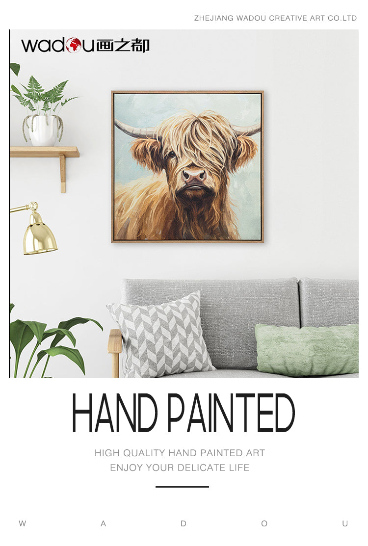 Cow Framed Art -Bubble paper lined fabric and Print Canvas & PS Frame