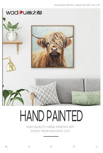 Cow Framed Art -Bubble paper lined fabric and Print Canvas & PS Frame