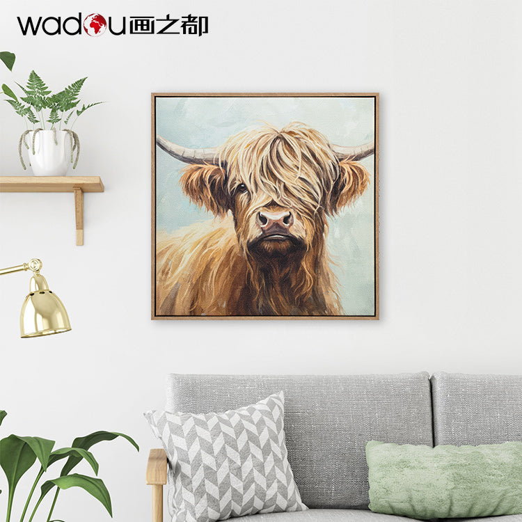 Cow Framed Art -Bubble paper lined fabric and Print Canvas & PS Frame