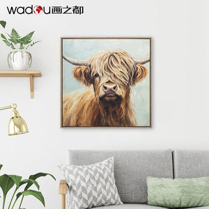 Cow Framed Art -Bubble paper lined fabric and Print Canvas & PS Frame