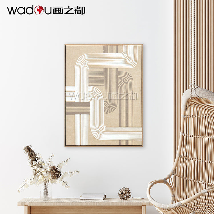 Printed Canvas Framed Art -Baming Faux Linen and Foam & PS Frame
