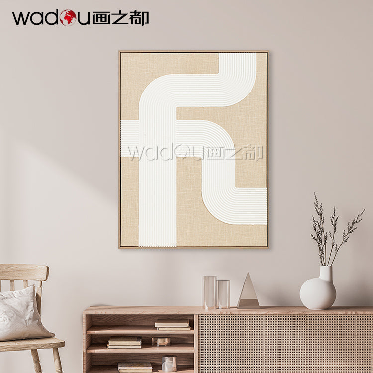 Printed Canvas Framed Art -Baming Faux Linen and Foam with Part Sanded Texture & PS Frame