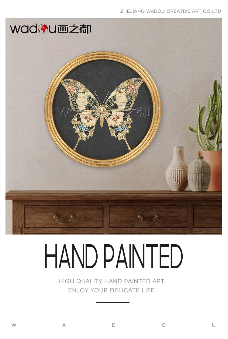Butterfly Framed Art - Matte Canvas Printed with Embossed Foil & MDF in Engraving Frame