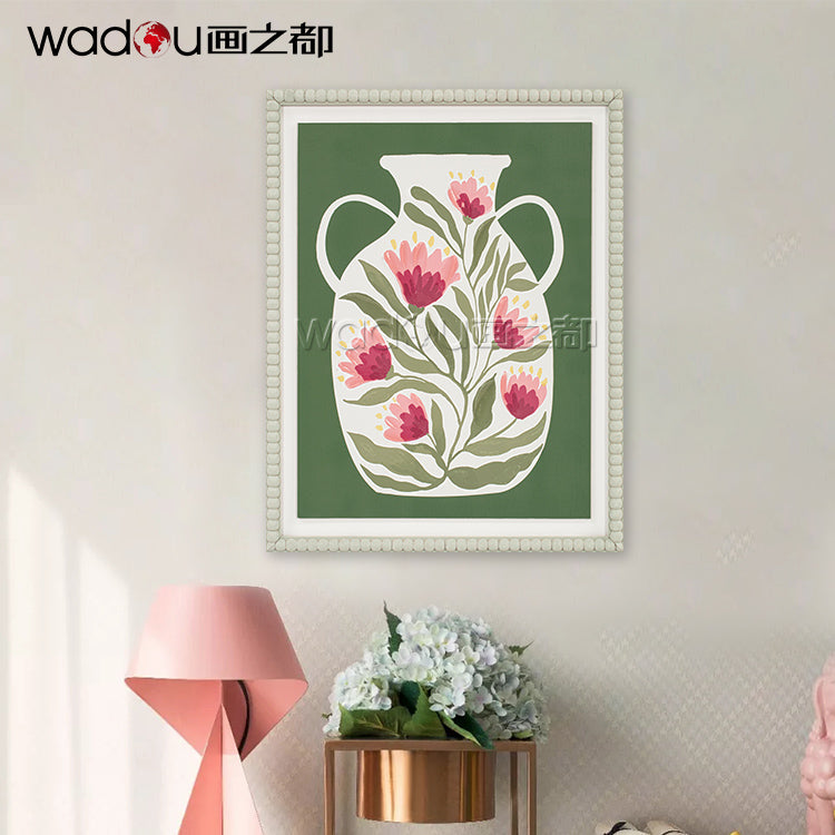 Vase Flower Art - Printed Paper with 50% Gel & Beads Frame