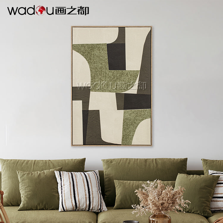 Framed Art-Matte Canvas and Fabric Collage & PS Frame
