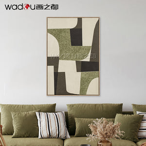 Framed Art-Matte Canvas and Fabric Collage & PS Frame