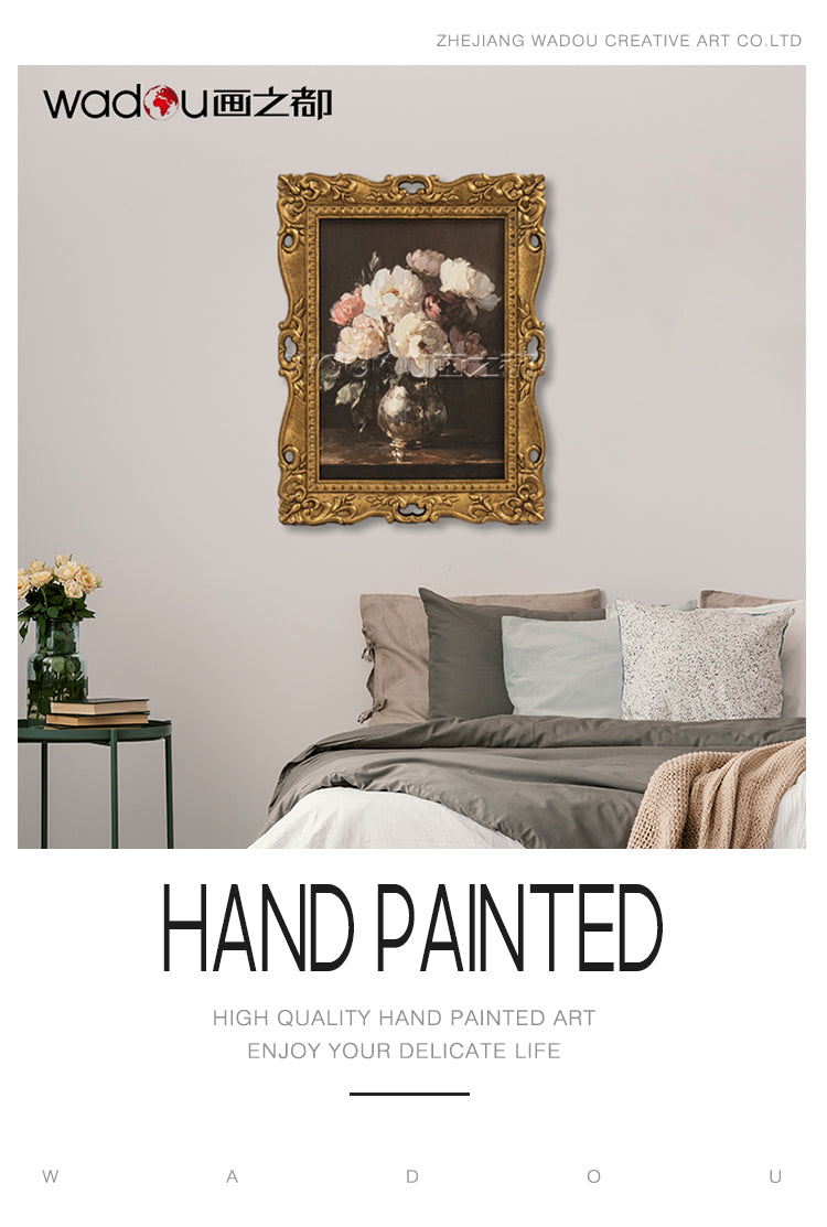 Flower Framed Art -Canvas Printing and 30%Hand Touch & MDF Frame
