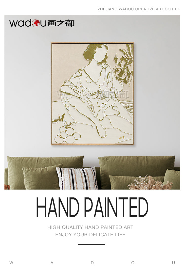Woman Framed Art-100% Hand-Painted Rubbing & PS Frame