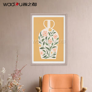 Vase Flower Art - Printed Paper with 50% Gel & Pine Wood Frame
