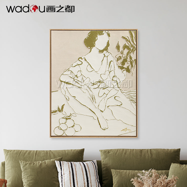Woman Framed Art-100% Hand-Painted Rubbing & PS Frame