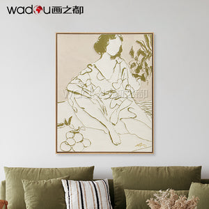 Woman Framed Art-100% Hand-Painted Rubbing & PS Frame
