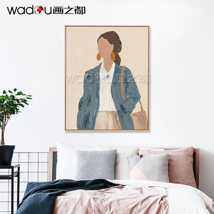 Woman Framed Art-100% Hand-Painted & PS Frame