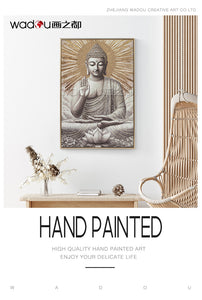 Buddha Framed Art-Matte Canvas and Glitter with Studs & PS Frame