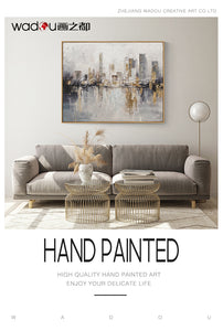 City Framed Art- Canvas Print and 30% Hand Touch with Leaf-Gilding & PS Frame