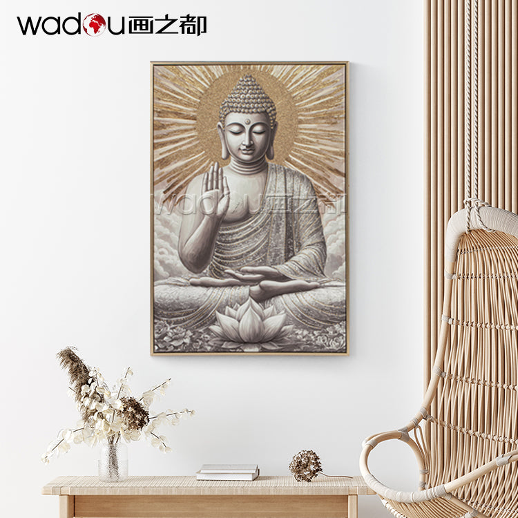 Buddha Framed Art-Matte Canvas and Glitter with Studs & PS Frame