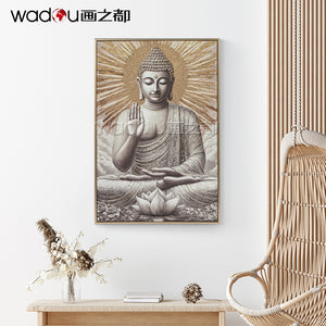 Buddha Framed Art-Matte Canvas and Glitter with Studs & PS Frame