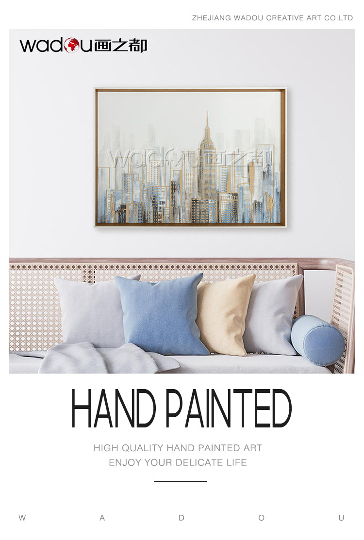 City Framed Art -2mm Foil on Glass and Papper Printing & PE Frame