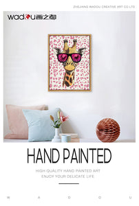 Giraffe Framed Art -Print Canvas 30% Varnish and white ink& PS Frame