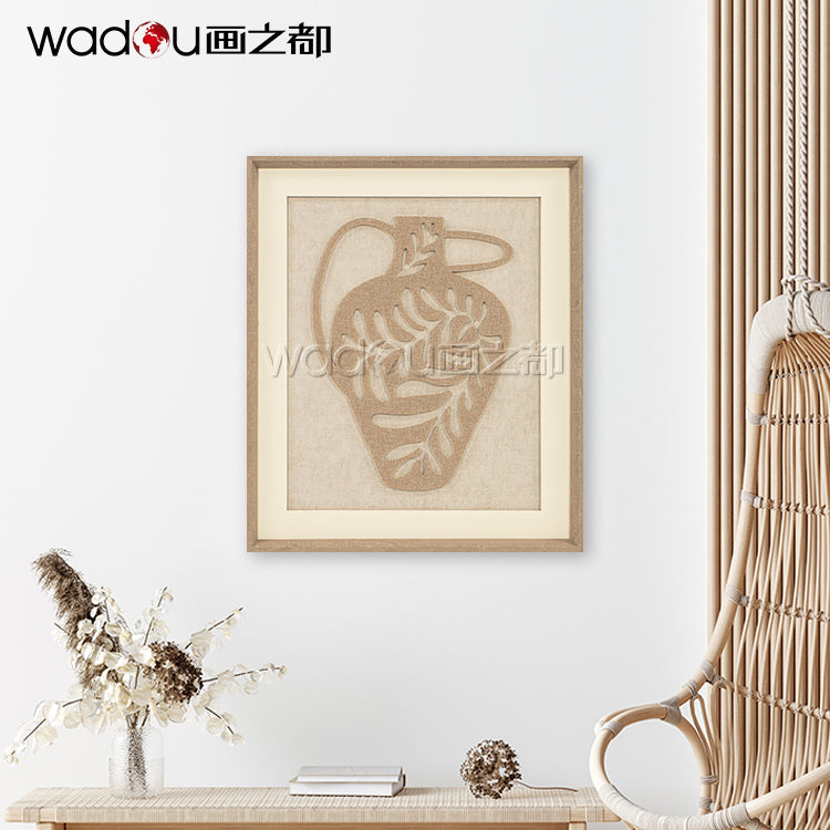 Glass Framed Art - Linen Canvas+ KT Board Engraving with PS frame