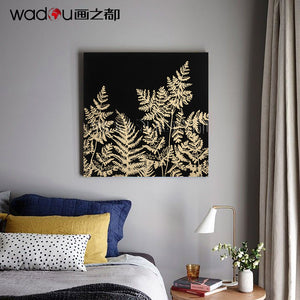 Gold Foil Leaf Art---Canvas Printed