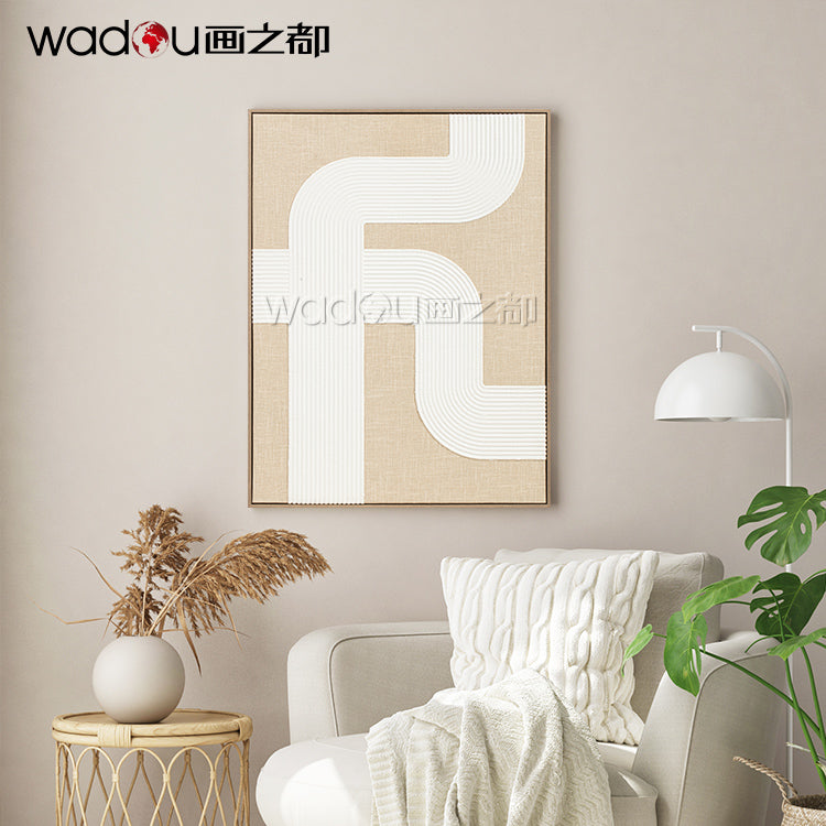 Printed Canvas Framed Art -Baming Faux Linen and Foam with Part Sanded Texture & PS Frame