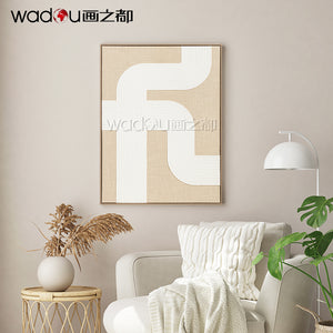 Printed Canvas Framed Art -Baming Faux Linen and Foam with Part Sanded Texture & PS Frame