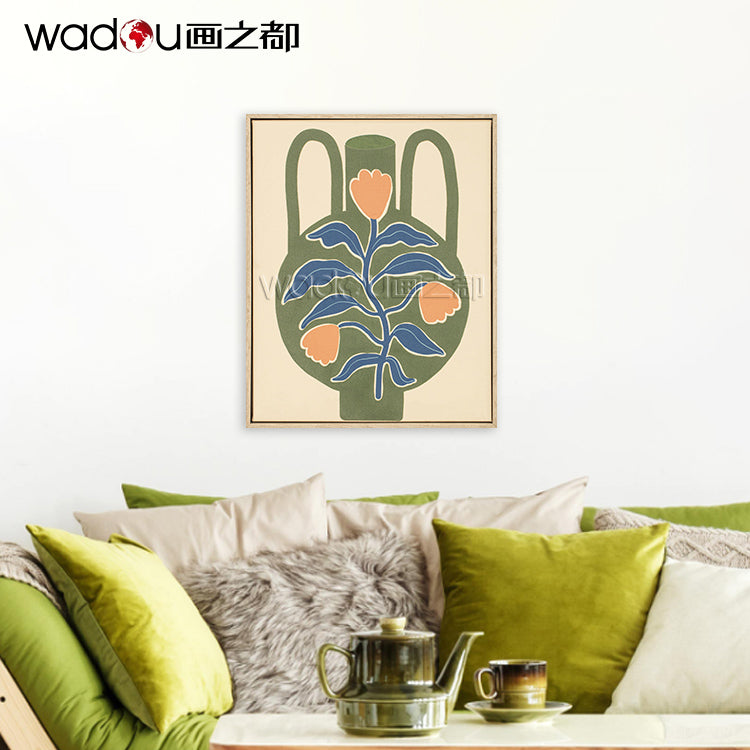 Vase Flower art - Linen Canvas Printed with High Foam