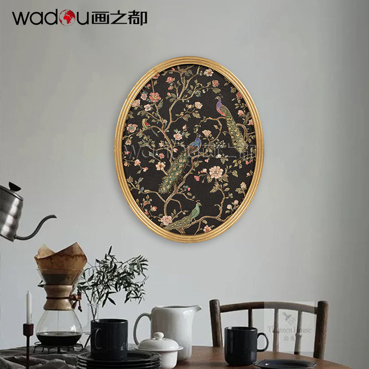 Peacock Framed Art - Matte Canvas Printed with Embossed Foil & MDF Engraving Frame