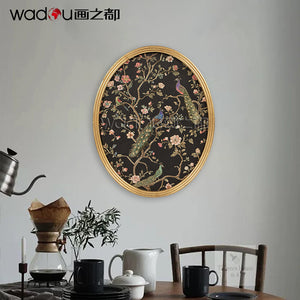 Peacock Framed Art - Matte Canvas Printed with Embossed Foil & MDF Engraving Frame