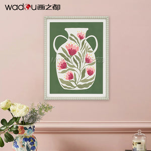 Vase Flower Art - Printed Paper with 50% Gel & Beads Frame