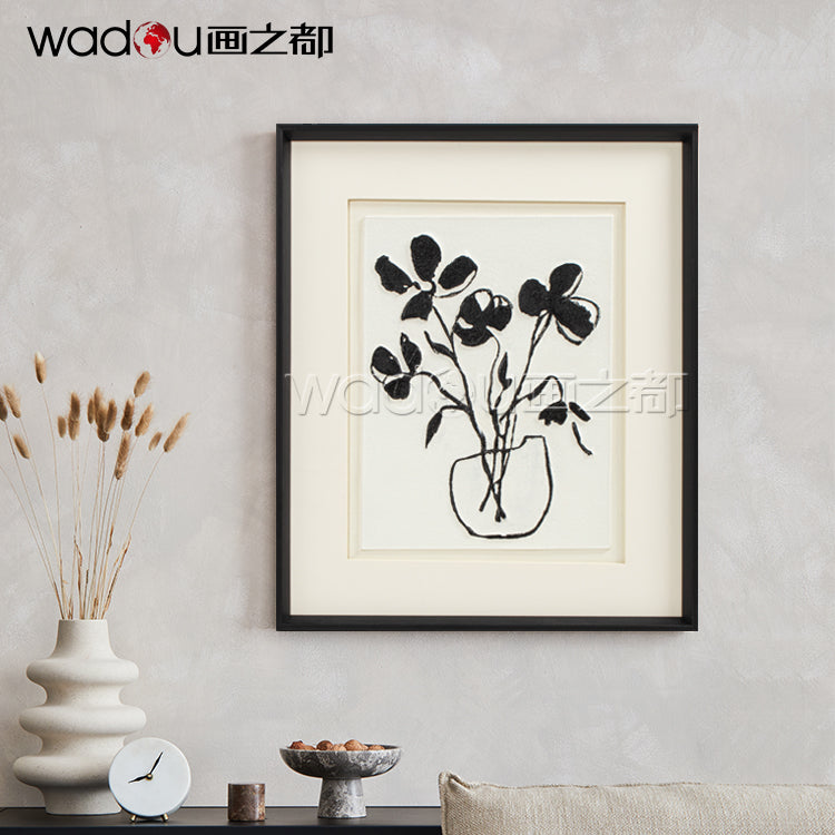Flowers Framed Art -Glass and Surface Textured Sand Stone KT Board & PS Frame