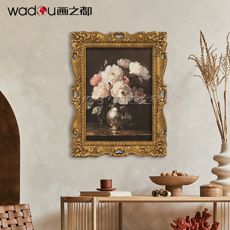 Flower Framed Art -Canvas Printing and 30%Hand Touch & MDF Frame