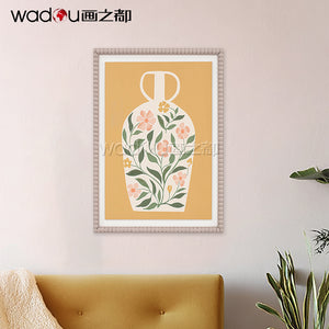 Vase Flower Art - Printed Paper with 50% Gel & Pine Wood Frame