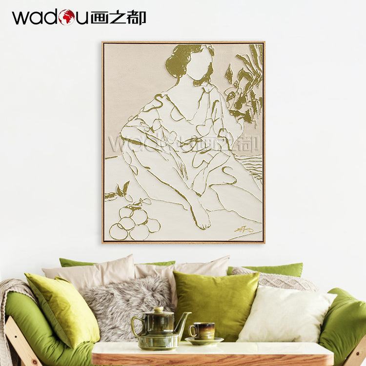 Woman Framed Art-100% Hand-Painted Rubbing & PS Frame