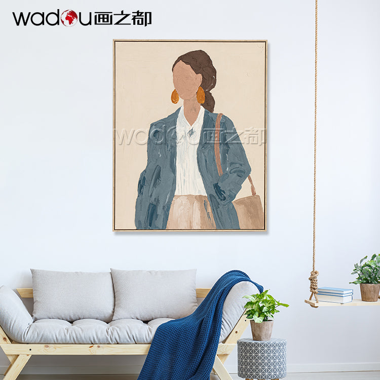 Woman Framed Art-100% Hand-Painted & PS Frame