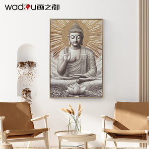 Buddha Framed Art-Matte Canvas and Glitter with Studs & PS Frame