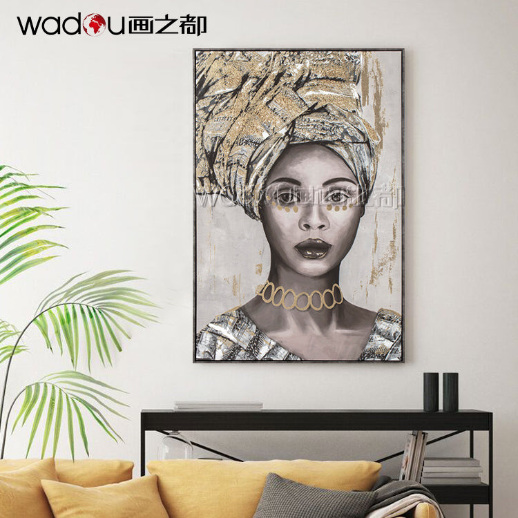 Women art with gold foil---Printed canvas