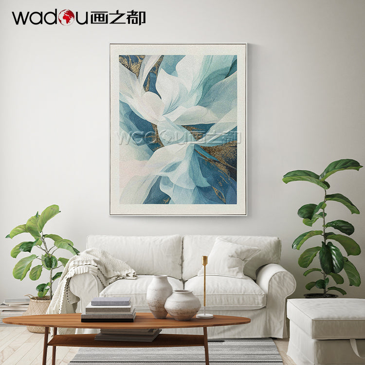 Flowers Framed Art -Heavy Glitter Canvas and Embossed foil  & PS Frame