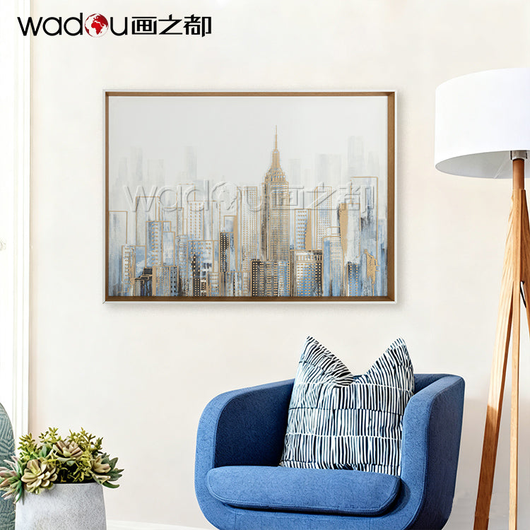 City Framed Art -2mm Foil on Glass and Papper Printing & PE Frame