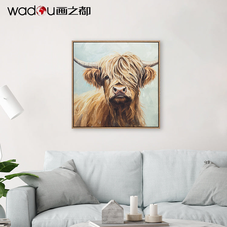 Cow Framed Art -Bubble paper lined fabric and Print Canvas & PS Frame