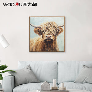 Cow Framed Art -Bubble paper lined fabric and Print Canvas & PS Frame