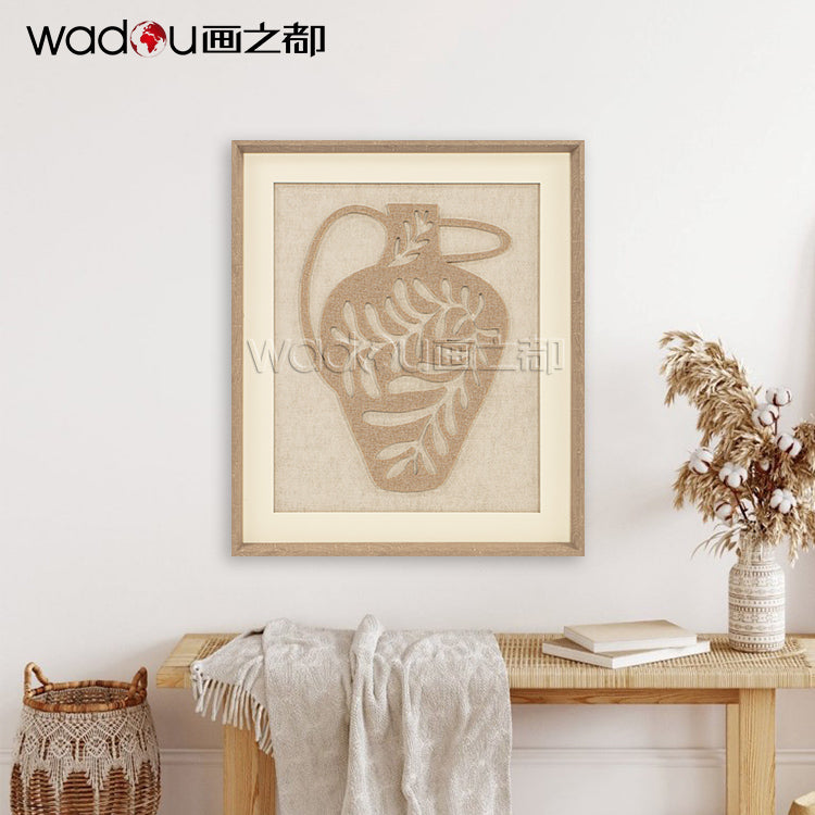 Glass Framed Art - Linen Canvas+ KT Board Engraving with PS frame