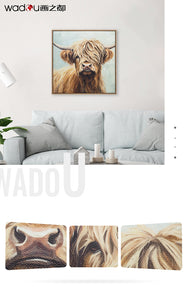 Cow Framed Art -Bubble paper lined fabric and Print Canvas & PS Frame