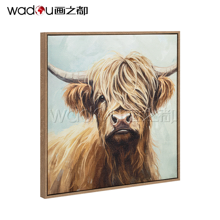 Cow Framed Art -Bubble paper lined fabric and Print Canvas & PS Frame