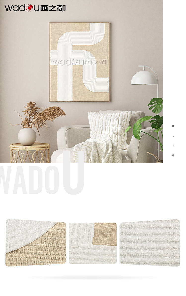 Printed Canvas Framed Art -Baming Faux Linen and Foam with Part Sanded Texture & PS Frame