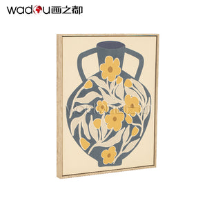 Vase Flower art - Printed Canvas with Embroidery