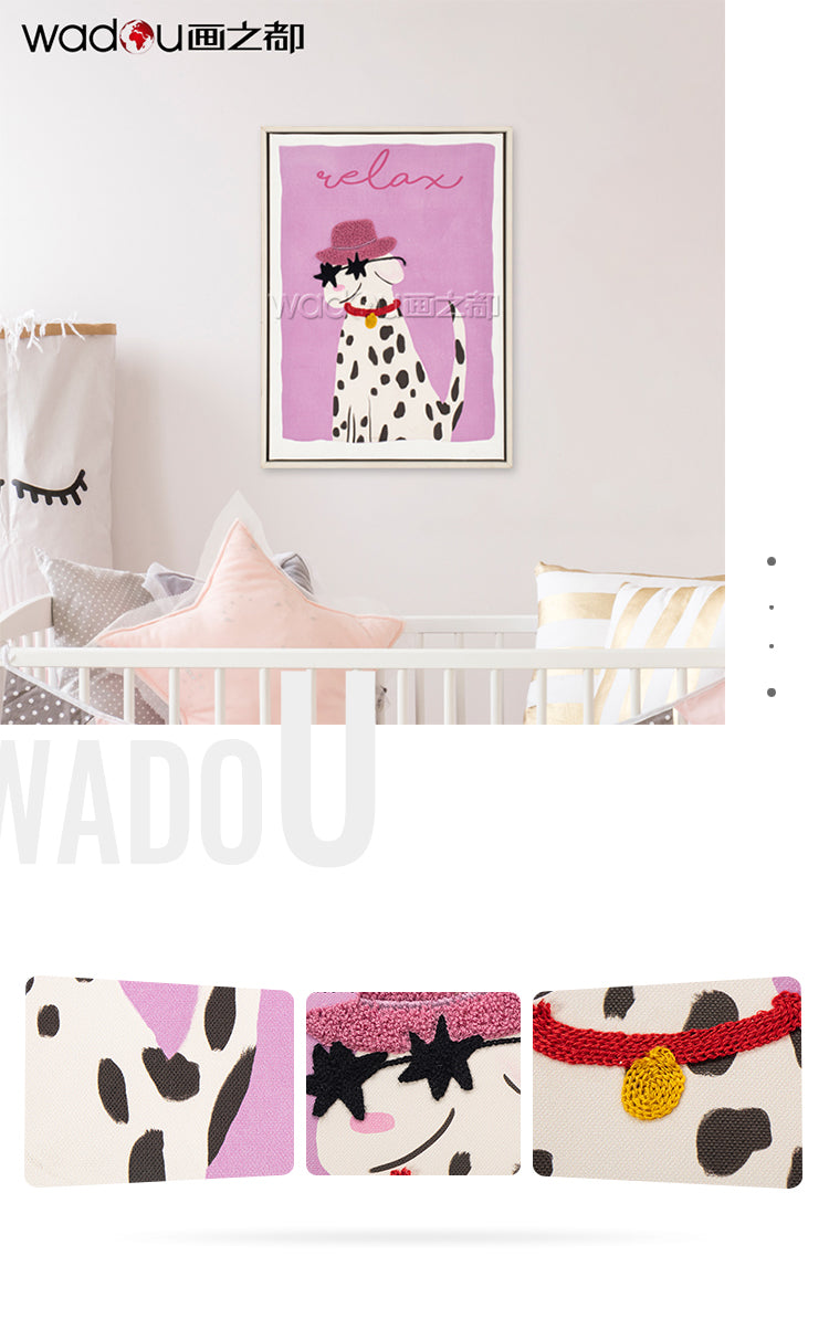 Animal Art - Printed Canvas with Embroidery - 30x40cm