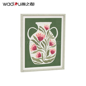 Vase Flower Art - Printed Paper with 50% Gel & Beads Frame